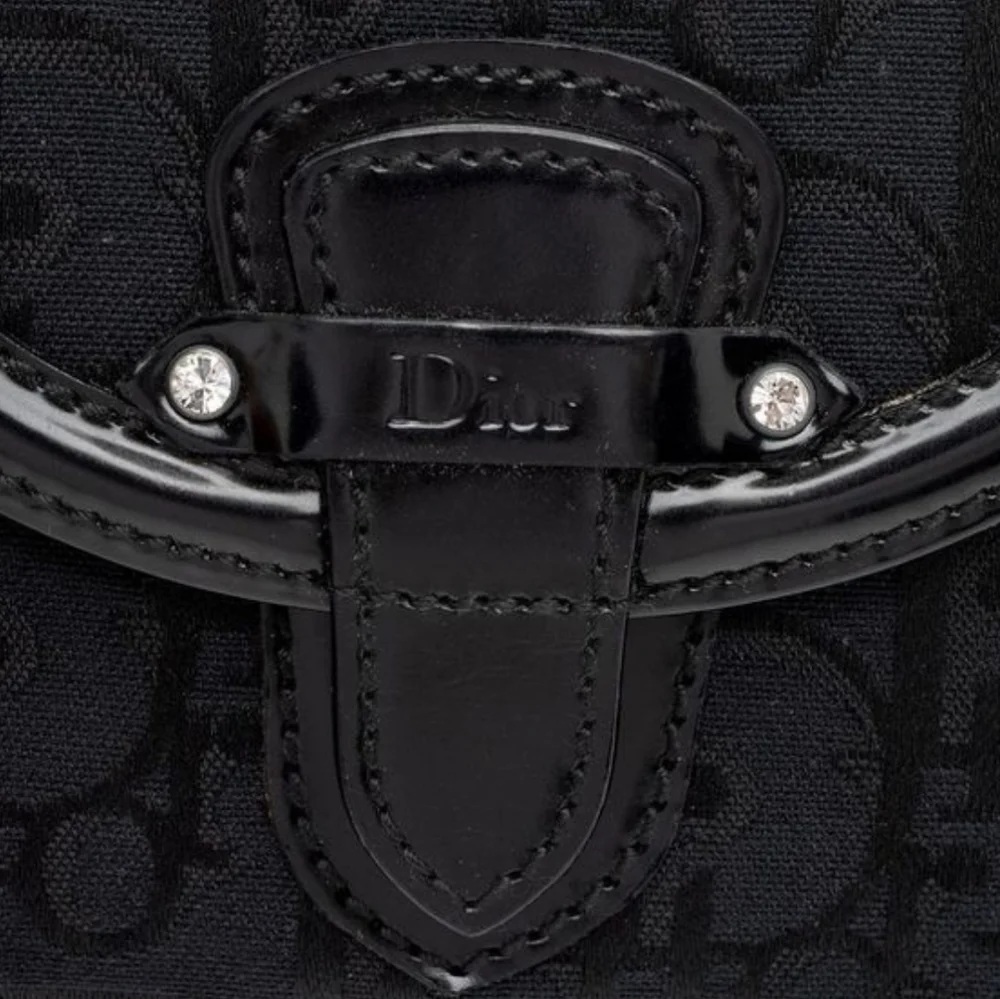 Christian Dior Trotter Oblique Jacquard Compact Wallet With Crystals